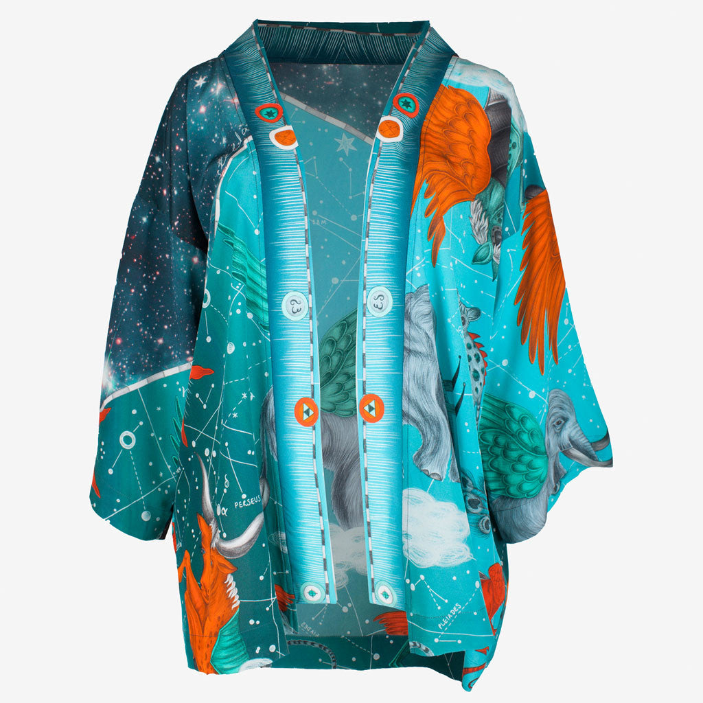 Constellation Short Silk Kimono