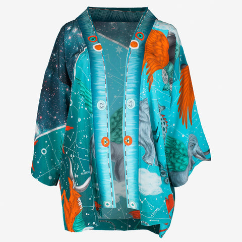 Constellation Short Silk Kimono