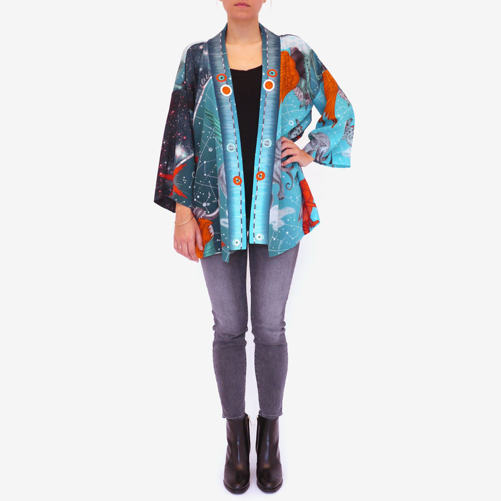 Constellation Short Silk Kimono