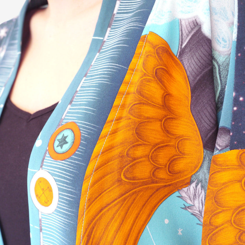 Constellation Short Silk Kimono