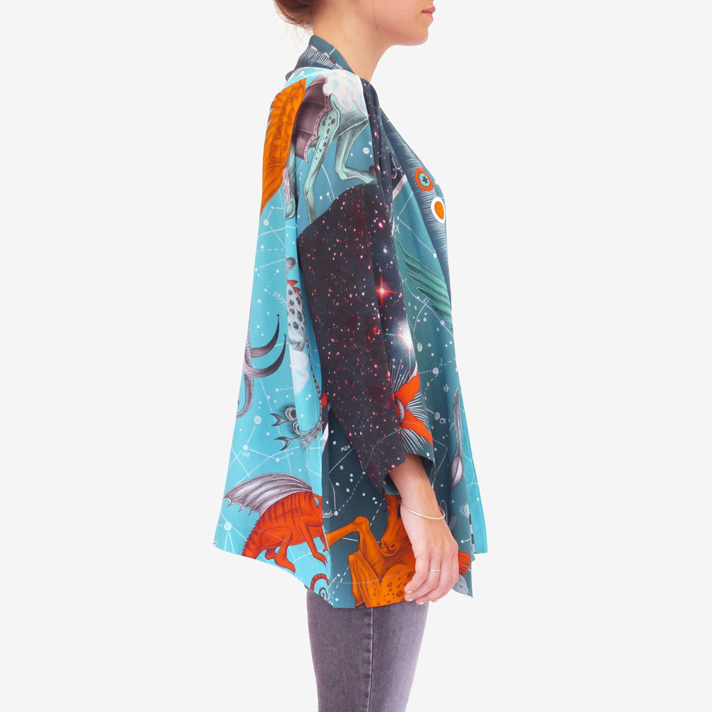Constellation Short Silk Kimono