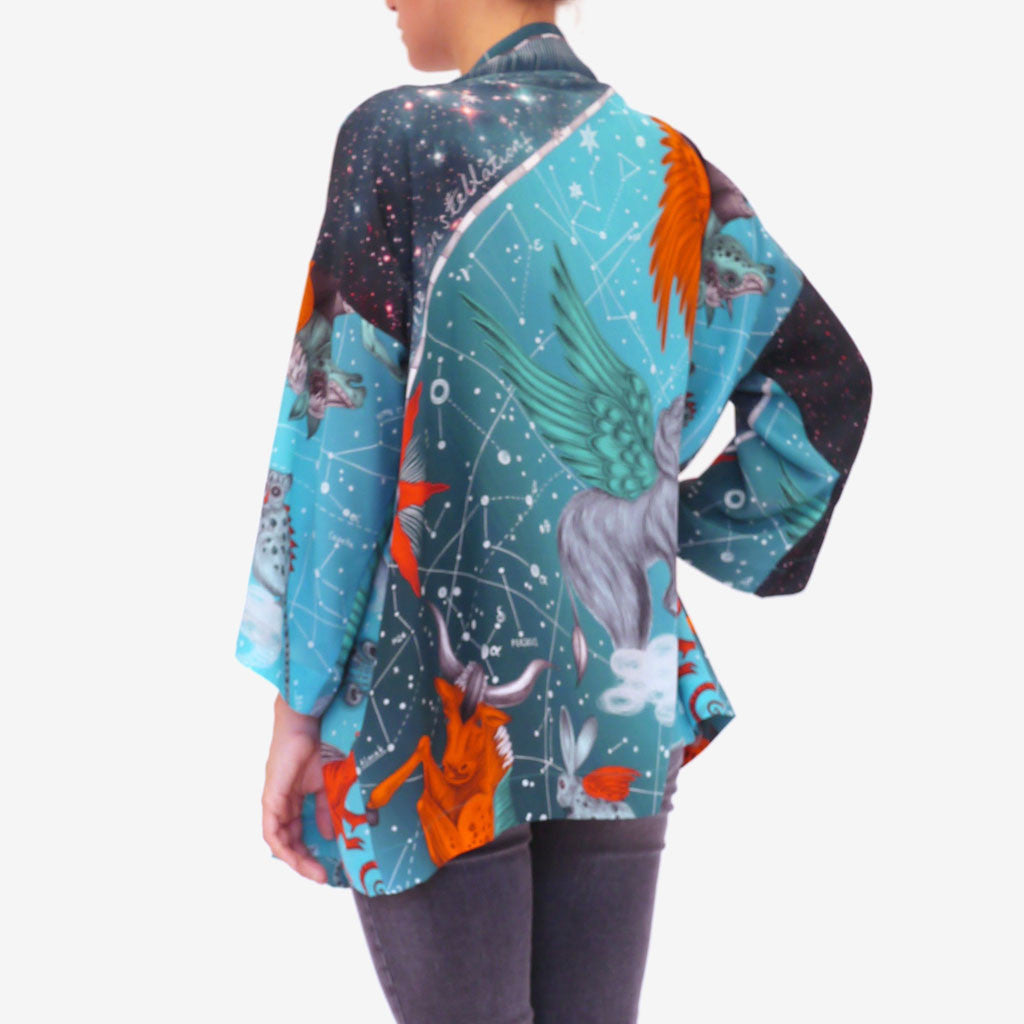 Constellation Short Silk Kimono