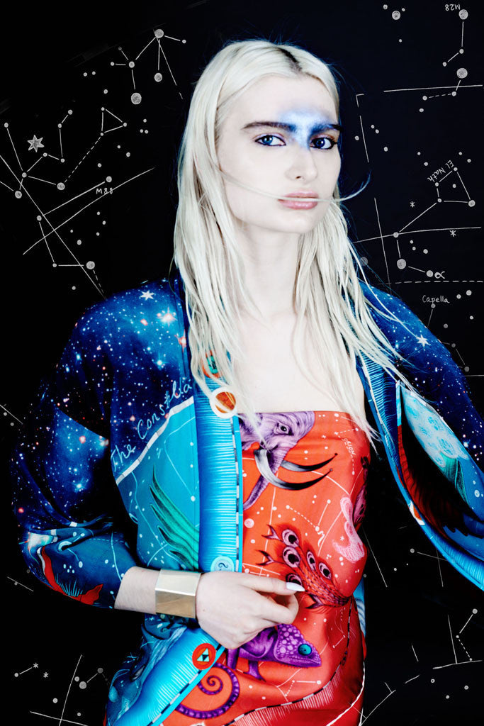 Constellation Short Silk Kimono