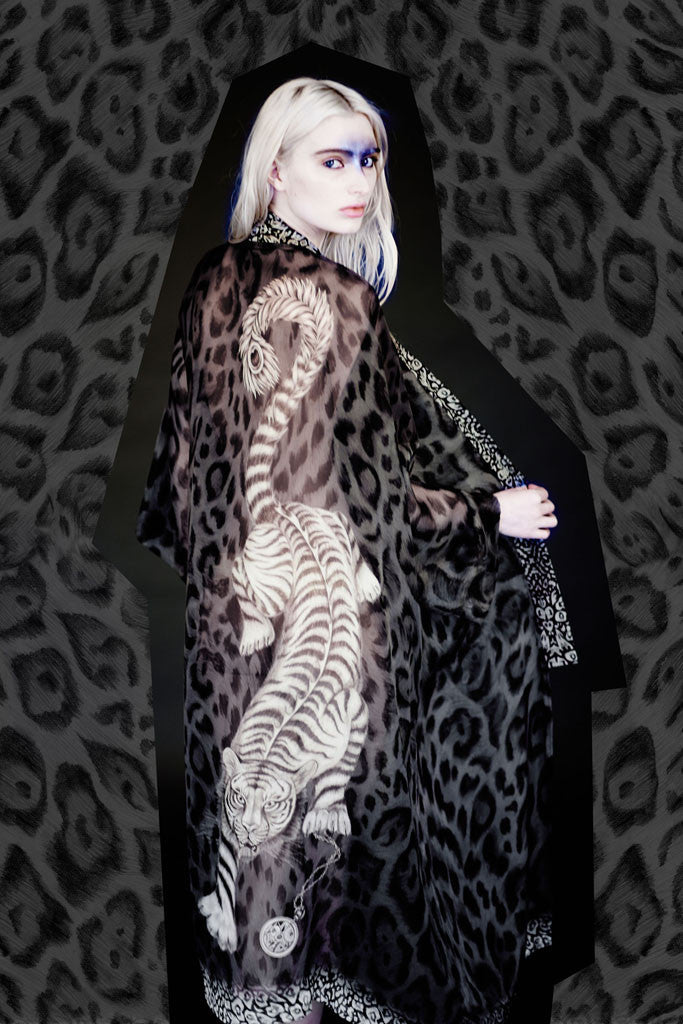 Tigris Long Silk Kimono