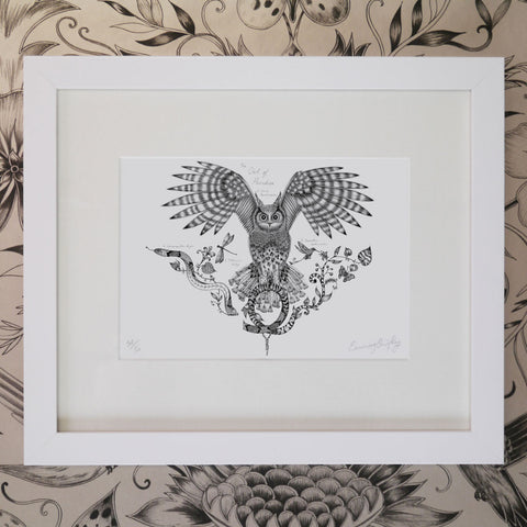 Owl of Paradise Mini Print - White Frame