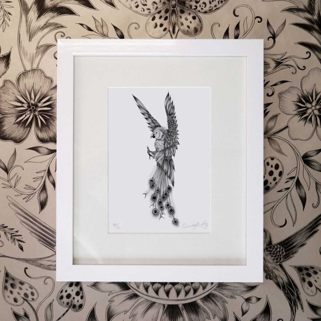 Amazona Cristatus Mini Print - White Frame