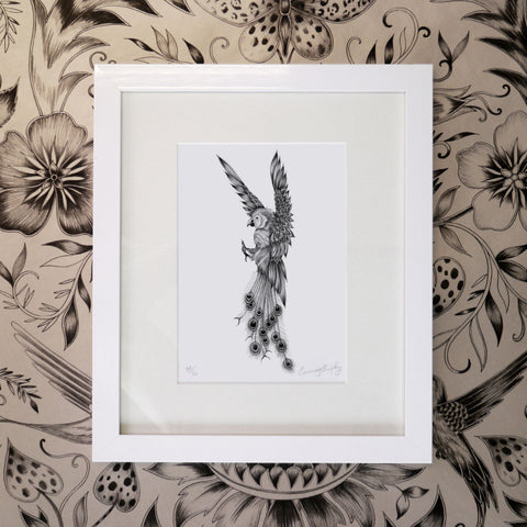 Amazona Cristatus Mini Print - White Frame
