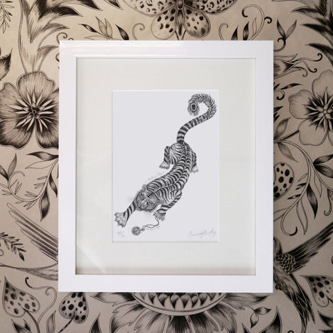 Panthera Tigris Mini Print - White Frame