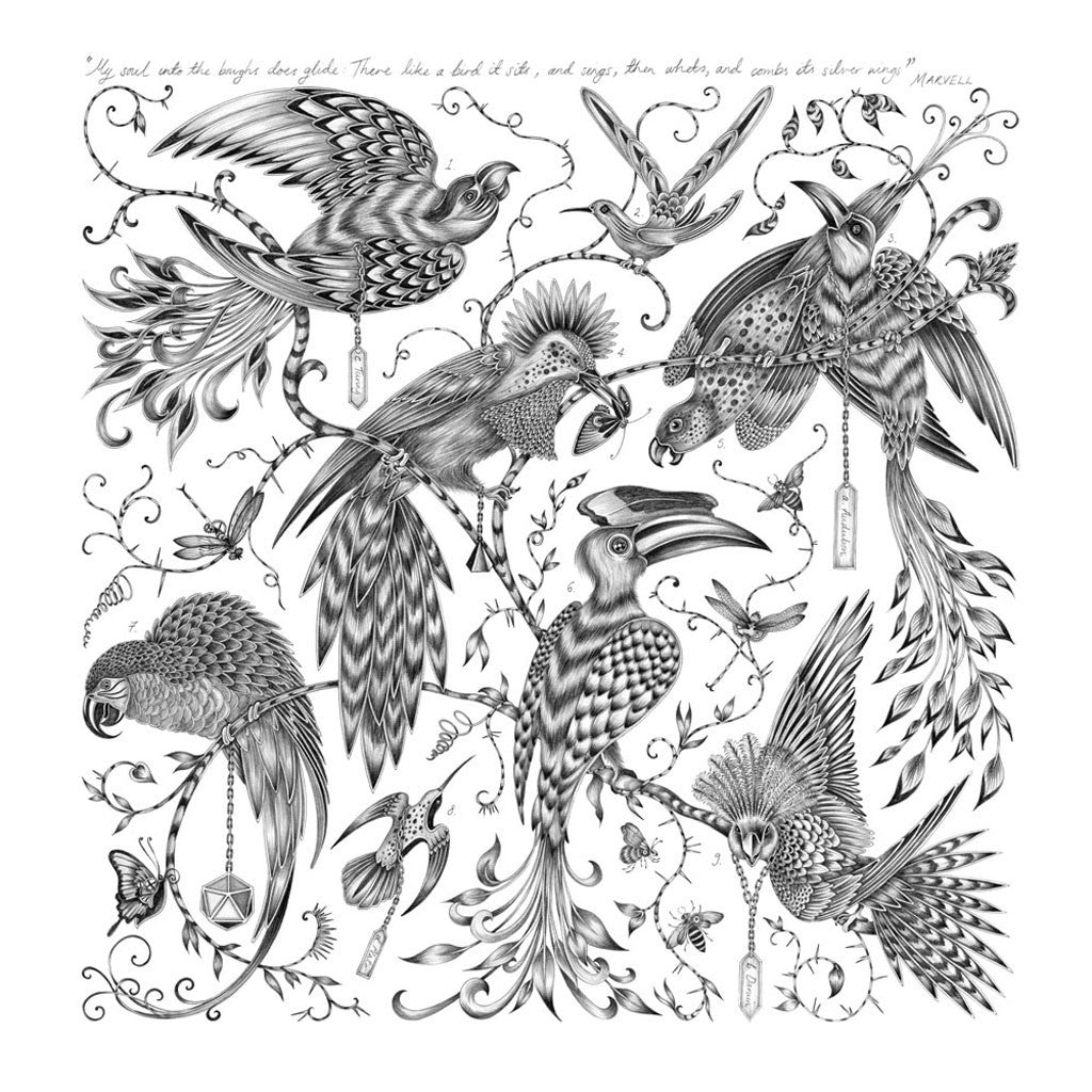 Menagerie Paradísi Mini Print - White Frame