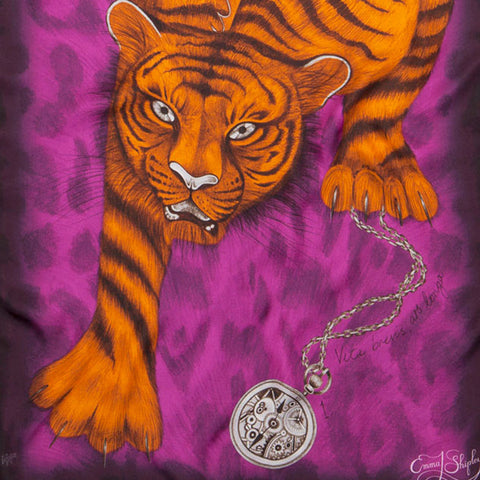 Tigris Silk Chiffon Skinny Scarf